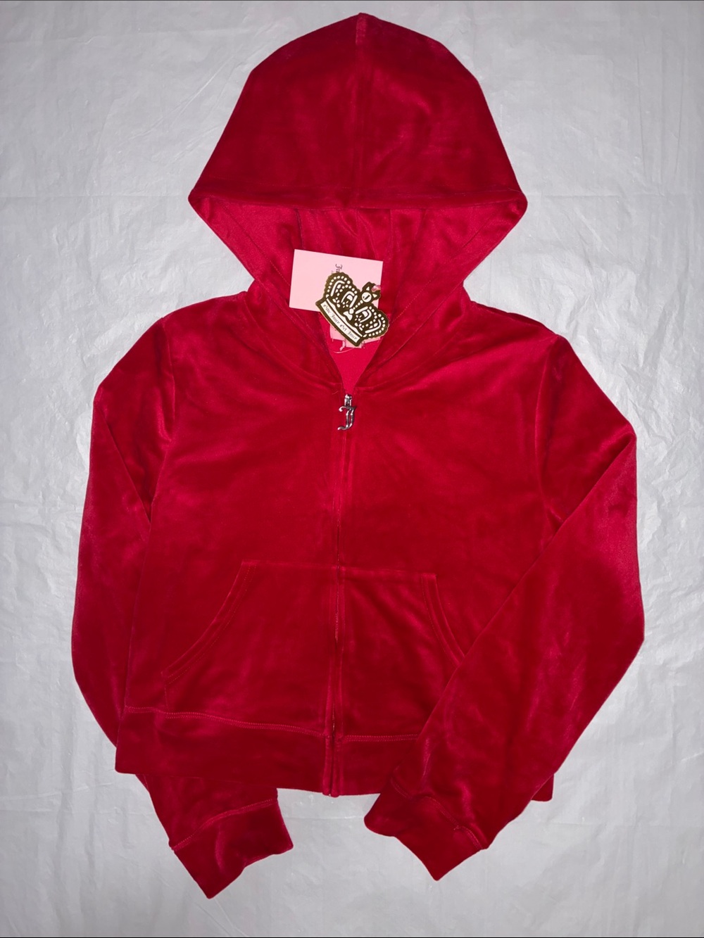 Juicy Couture Girls Red Velour Zip Hoodie